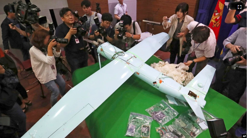 FILE - A suspected North Korean drone is viewed at the Defense Ministry in Seoul, South Korea, June 21, 2017. (Lee Jung-hoon/Yonhap via AP, File)