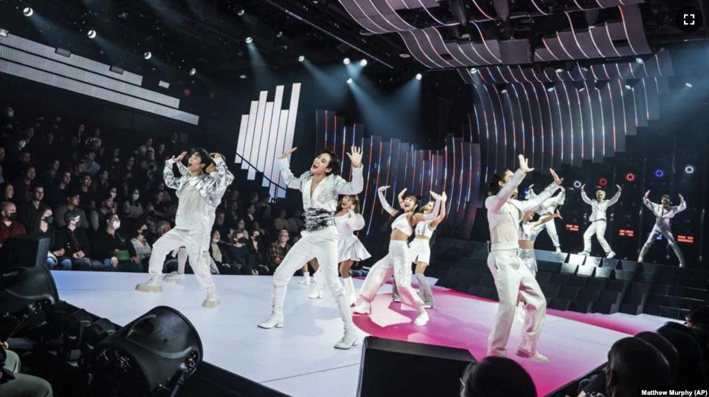 The cast during a performance of KPOP, opening Nov. 27 at the Circle in the Square Theatre in New York. (Matthew Murphy/O+M/DKC via AP)