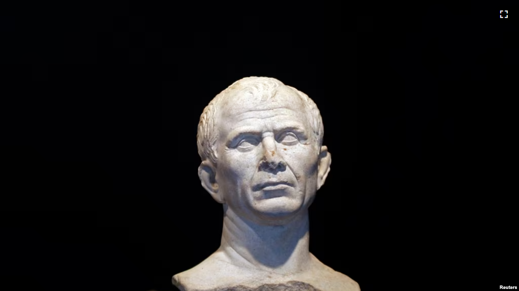 FILE - A life-size bust of Julius Caesar is seen at new buildings of the Department of the underwater and submarine archaeological (DRASSM) in Marseille, January 22, 2009. (REUTERS/Jean-Paul Pelissier)