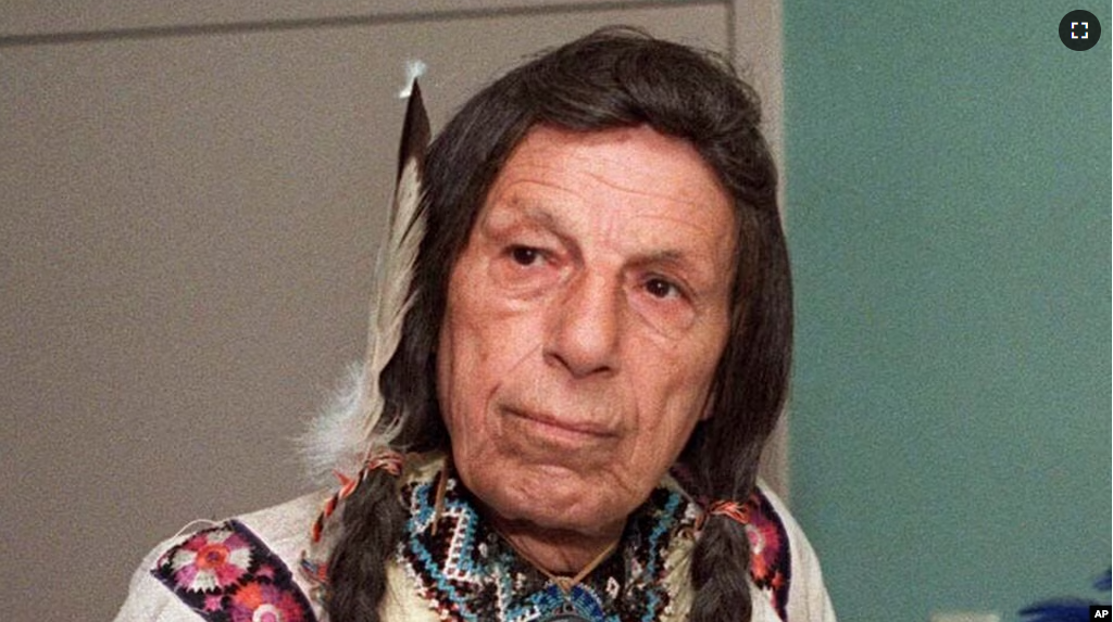 Iron Eyes Cody, the ''Crying Indian'' whose tearful face in 1970s TV commercials became a powerful symbol of the anti-littering campaign, is pictured in this 1986 photo. (AP Photo/File)