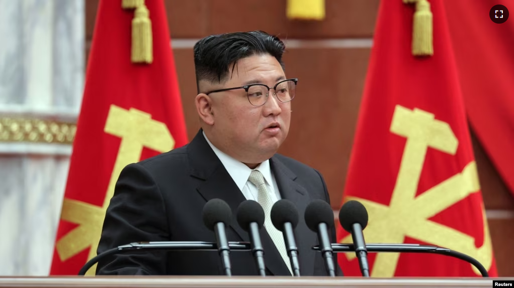 North Korean leader Kim Jong Un attends the 7th plenary meeting of the 8th Central Committee of the Workers' Party of Korea (WPK) in Pyongyang, North Korea, February 26, 2023 in this photo released by North Korea's Korean Central News Agency (KCNA).