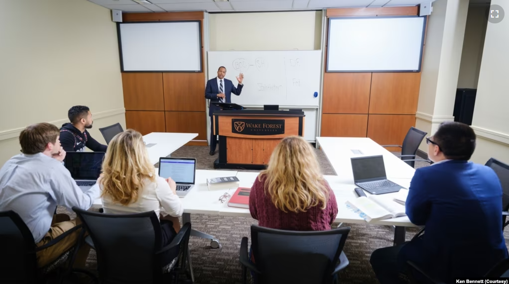 Students attend class at Wake Forest University's School of Law in Winston-Salem, North Carolina in this 2020 photo. (Courtesy Wake Forest University/Ken Bennett)