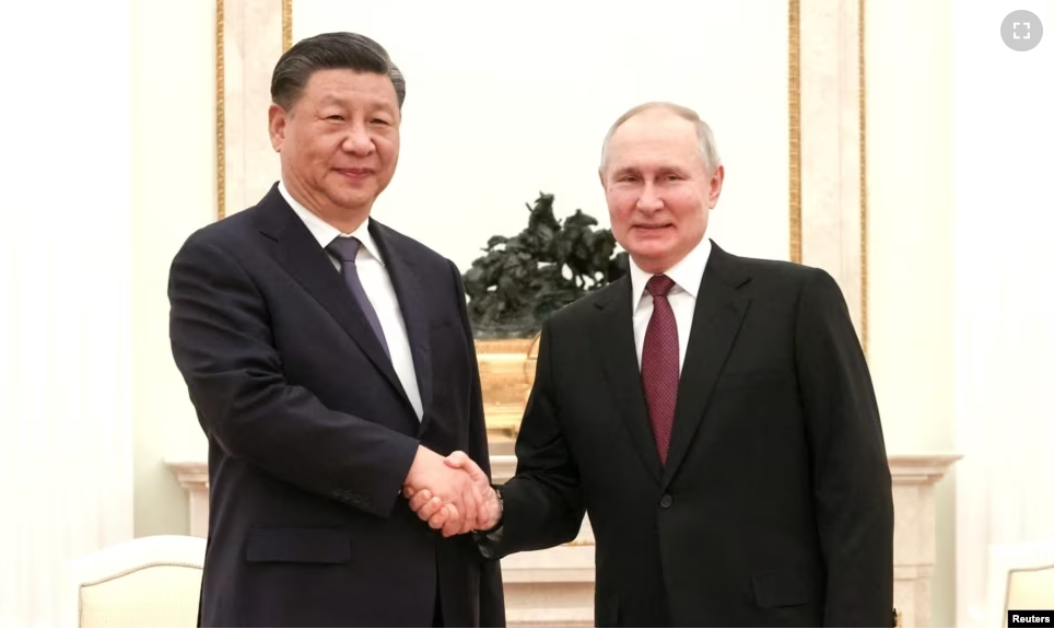 Russian President Vladimir Putin and Chinese President Xi Jinping attend a meeting at the Kremlin in Moscow, Russia, March 20, 2023. (Russian Presidential Press Service/Handout via REUTERS)