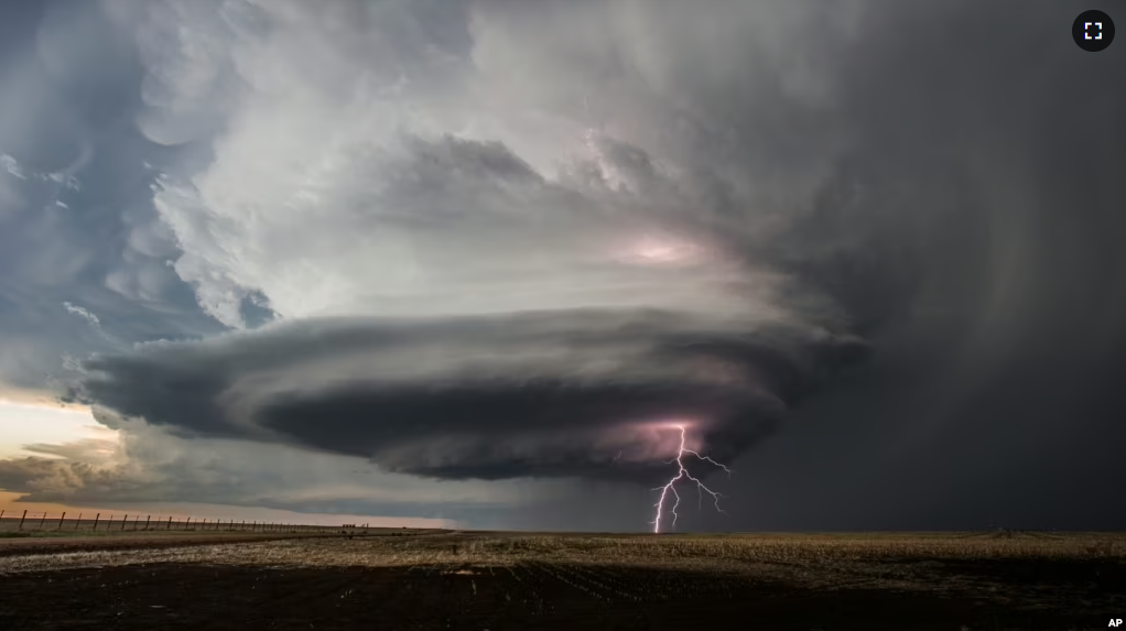 This May 21, 2020, photo provided by Victor Gensini shows a tornado in Moscow, Kan. (Victor Gensini via AP)