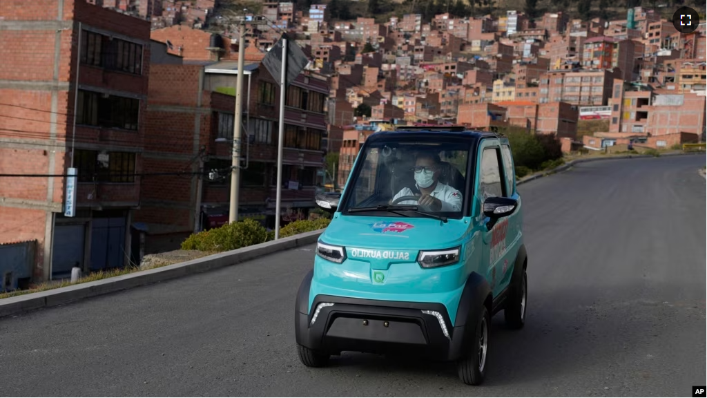 Launched in 2019, Quantum Motors has only sold 350 electric cars in Bolivia. But their founders recently received a boost from the German city of Bonn, which invested 50,000 euros to acquire six units in support of a local program. (AP Photo/Juan Karita)