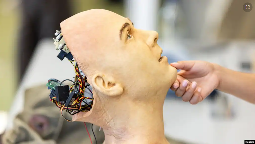 FILE - An advanced humanoid robot is seen at the AI for Good Global Summit, in Geneva, Switzerland, July 6, 2023. A handbook, titled "Ethics in the Age of Disruptive Technologies: An Operational Roadmap," was released to offer ethical guidance on AI. (REUTERS/Pierre Albouy/File)