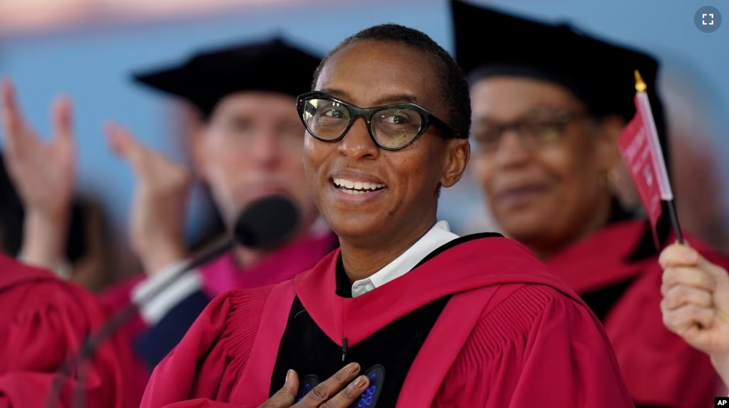 FILE - Claudine Gay addresses an audience during commencement ceremonies, Thursday, May 25, 2023, on the schools campus. Gay is Harvard's new president. (AP Photo/Steven Senne)