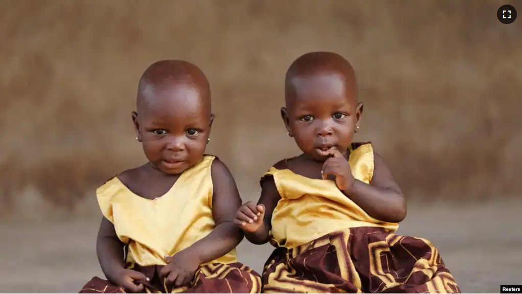 Identical twins Taiwo Adejare and Kehinde Adejare pose for a picture in Igbo Ora, Oyo State, Nigeria April 4, 2019. Picture taken April 4, 2019. REUTERS/Afolabi Sotunde