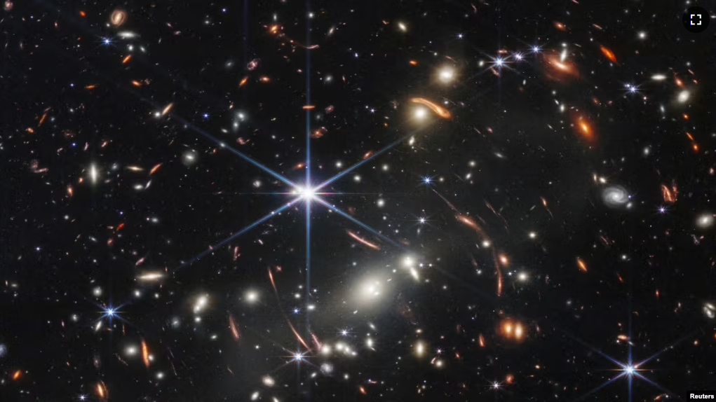 The first full-color image released by NASA from the James Webb Space Telescope shows the galaxy cluster SMACS 0723, in a composite made from images at different wavelengths taken with a Near-Infrared Camera and released July 11, 2022. (NASA)