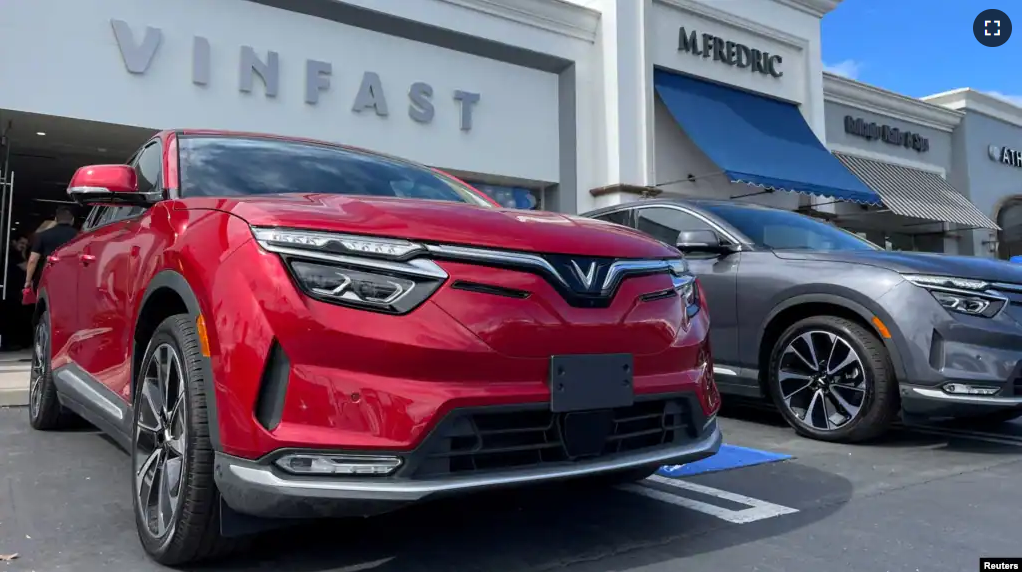 FILE - VinFast electric vehicles are parked before delivery to their first customers at a store in Los Angeles, California, U.S., March 1, 2023. (REUTERS/Lisa Baertlein/File Photo)