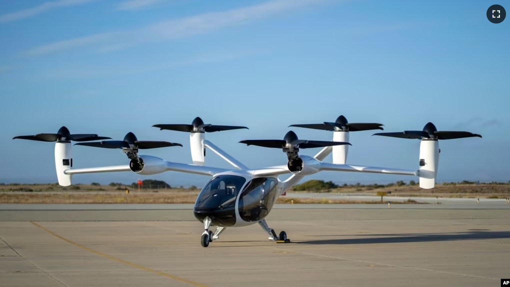 FILE - In this 2022 photo provided by Joby Aviation is Joby’s pre-production prototype aircraft at the company’s flight test facility in Marina, Calif.(Eric Adams/Joby Aviation via AP)