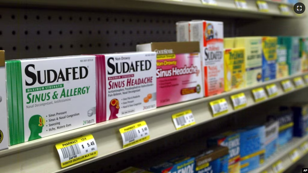 FILE - On Sept. 12, 2023 advisers to the Food and Drug Administration said that an ingredient, phenylephrine, is ineffective at relieving nasal congestion. Shown here is Sudafed containing another ingredient at Hospital Discount Pharmacy in 2005.