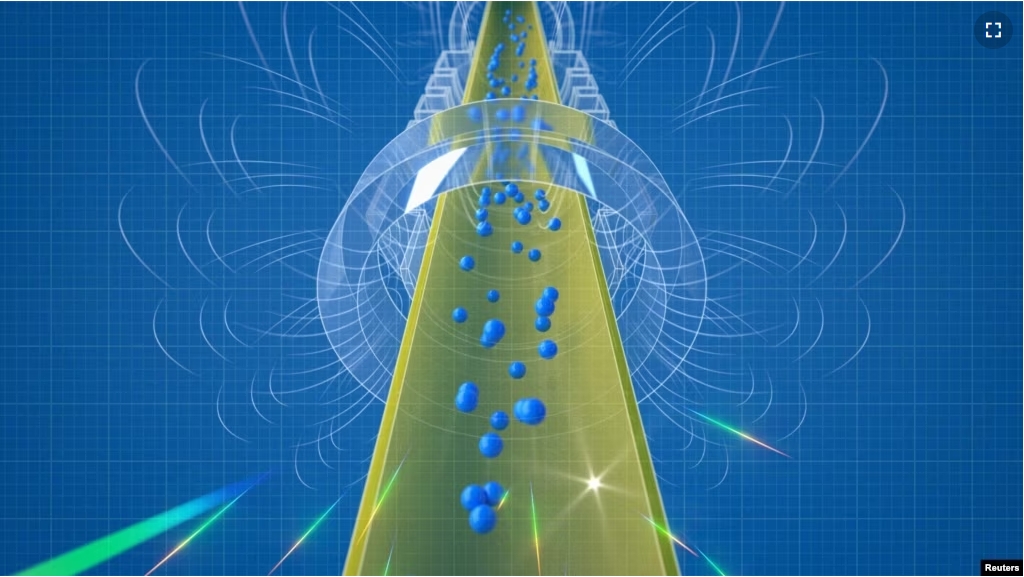 An artist's rendering of an antimatter experiment at the European Center for Nuclear Research (CERN) in Geneva, Switzerland as seen in this undated handout image. (Keyi "Onyx" Li/U.S. National Science Foundation)