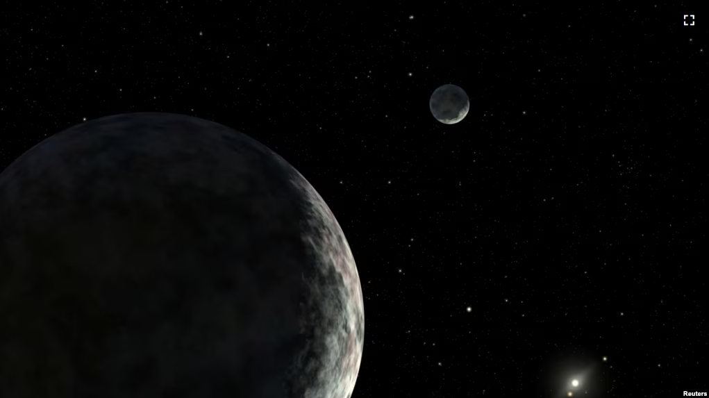 FILE - An artist's concept of the dwarf planet Eris and its moon Dysnomia is seen in this undated illustration released by NASA. The sun is the small star in the distance. (NASA/JPL-Caltech/Handout via REUTERS)