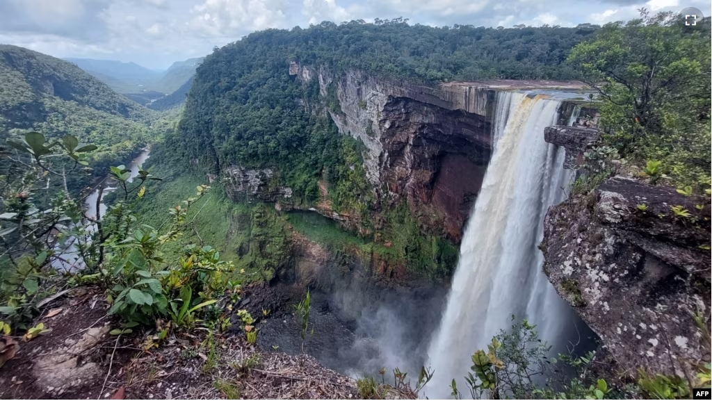 FILE - View of Kaieteur, the world's largest single drop waterfall, located in the Potaro-Siparuni region of Guyana, on April 12, 2023. (Photo by Martín SILVA / AFP)