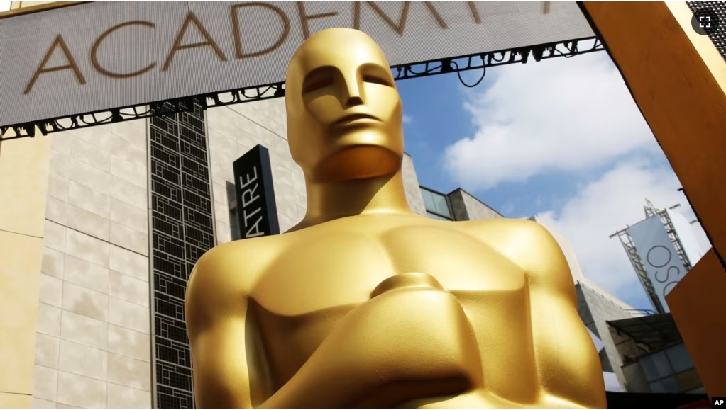 FILE - An Oscar statue appears outside the Dolby Theatre for the 87th Academy Awards in Los Angeles on February 21, 2015. (Photo by Matt Sayles/Invision/AP, File)