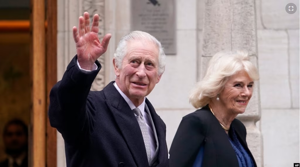 Britain's King Charles III and Queen Camilla leave The London Clinic in central London, on Monday, Jan. 29, 2024. King Charles III was in hospital to receive treatment for an enlarged prostate. (AP Photo/Alberto Pezzali)