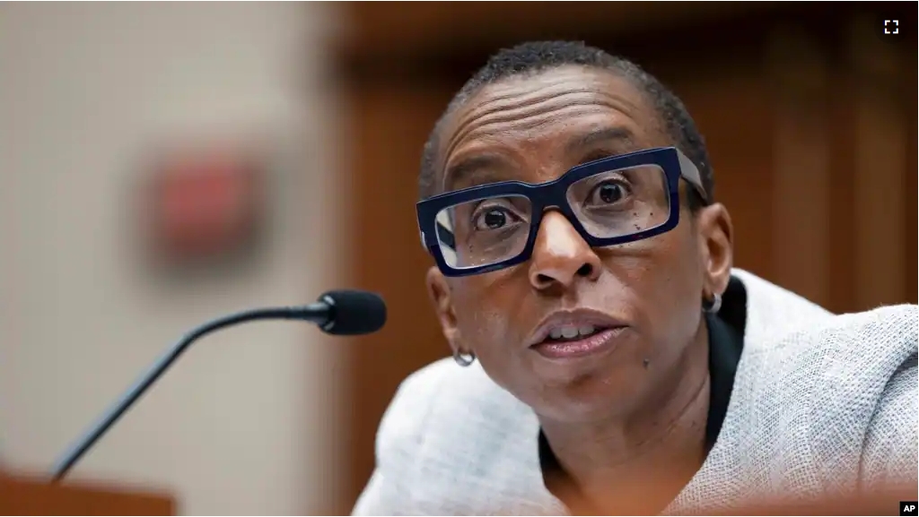 FILE - Harvard University President Claudine Gay speaks during a hearing of the House Committee on Education on Capitol Hill, Dec. 5, 2023, in Washington. Gay resigned Tuesday, Jan. 2, 2024. (AP Photo/Mark Schiefelbein, File)