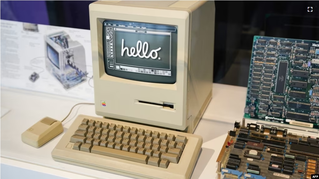 Part of an early model central processing unit is seen on display at the Computer History Museum on January 19, 2024 in Mountain View, California, as the museum celebrates Mac's 40th birthday. (Photo by Loren Elliott / AFP)