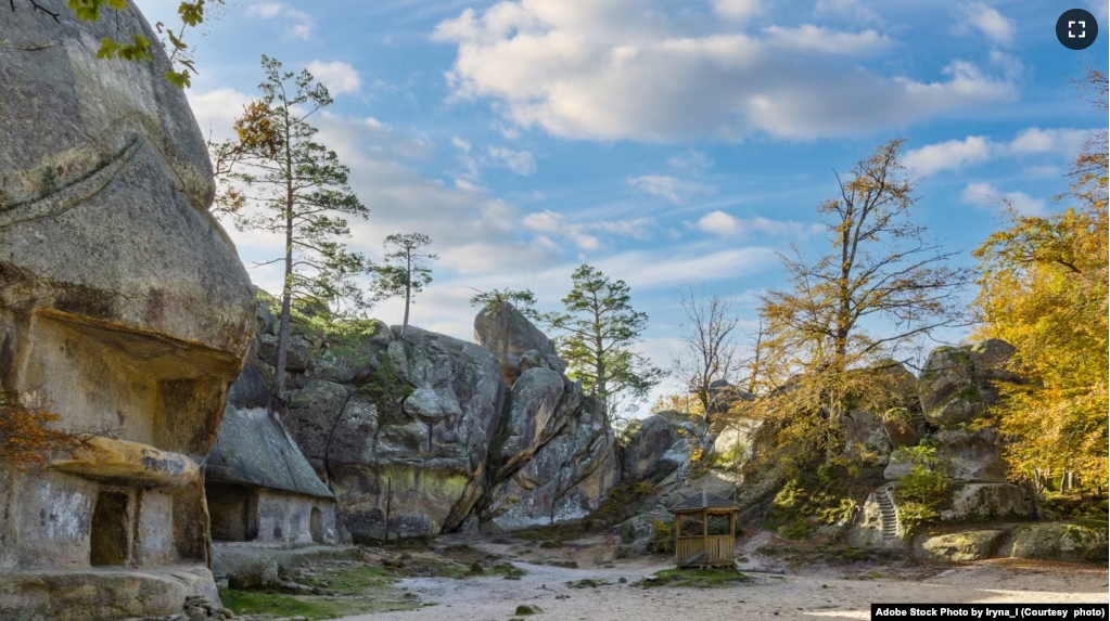 FILE - Dovbush rocks, a group of rocks, natural and man-made caves carved into stone. Photo taken on Oct. 22, 2020. (Adobe Stock Photo by Iryna_l)