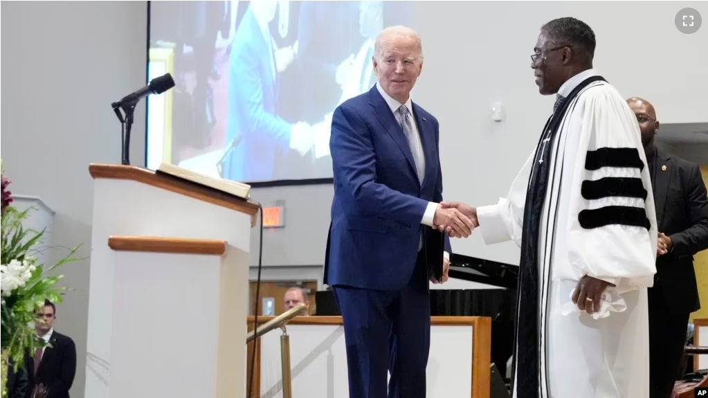 FILE - Preachers have pulpits. Presidents have bully pulpits. Here, U.S. President Joe Biden delivers remarks at the St. John Baptist Church in Columbia, South Carolina, on January 28, 2024. (AP Photo/Jacquelyn Martin)