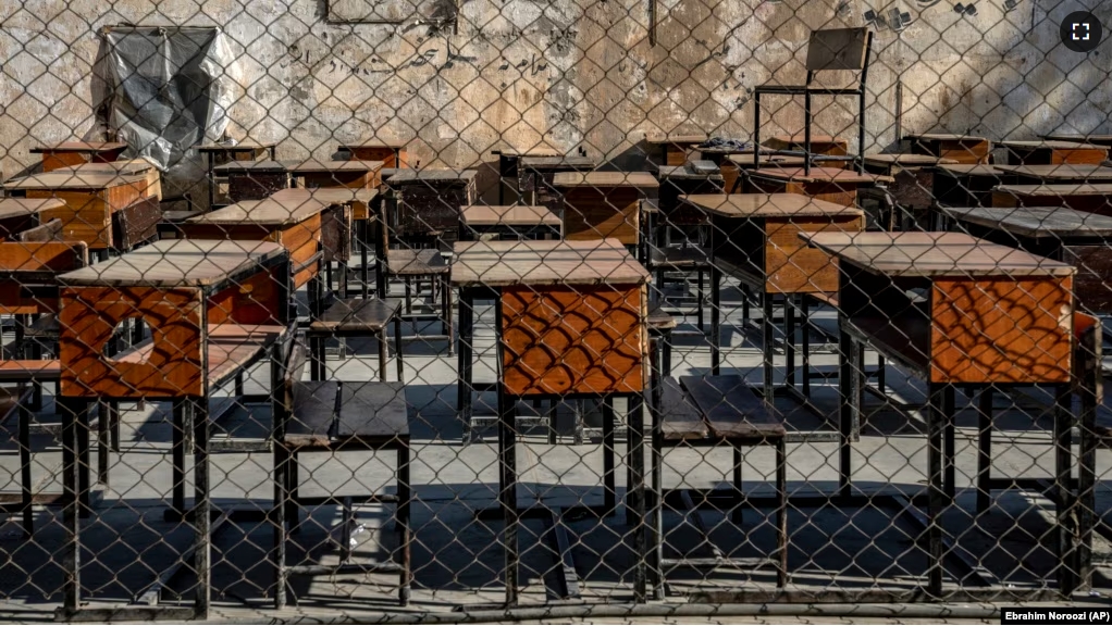 FILE - The benches of a school sit empty in Kabul, Afghanistan, Thursday, Dec. 22, 2022. (AP Photo/Ebrahim Noroozi)