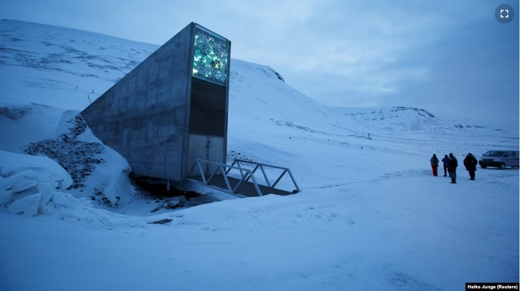 The entrance to the international gene bank Svalbard Global Seed Vault (SGSV) is pictured outside Longyearbyen on Spitsbergen, Norway, February 29, 2016. (REUTERS/Heiko Junge/NTB Scanpix)