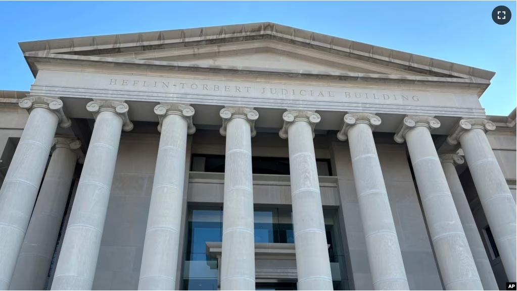 The exterior of the Alabama Supreme Court building in Montgomery, Ala., is shown Tuesday, Feb. 20, 2024. (AP Photo/Kim Chandler)