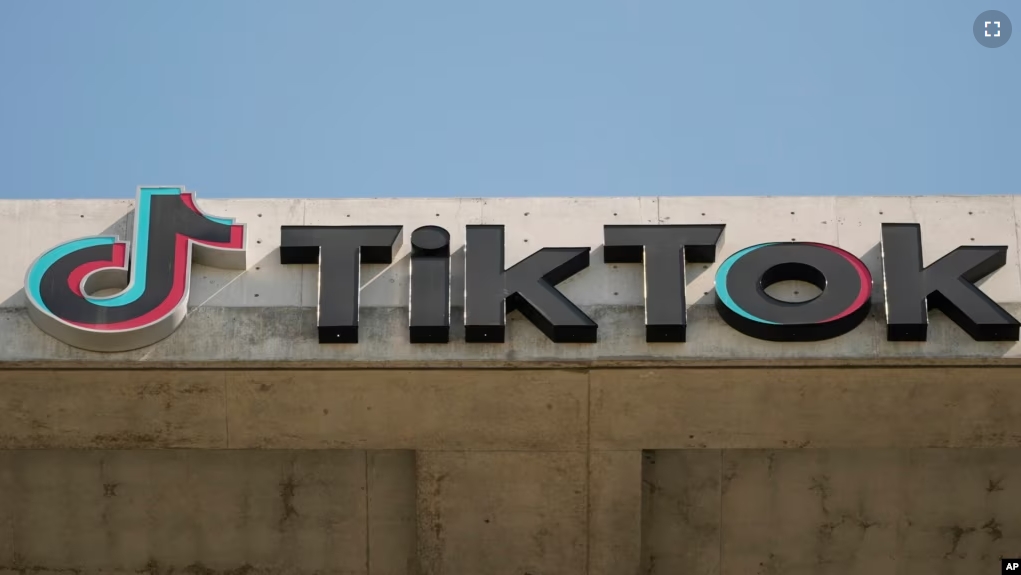 A TikTok sign is displayed on their building in Culver City, Calif., on March 11, 2024. (AP Photo/Damian Dovarganes, File)