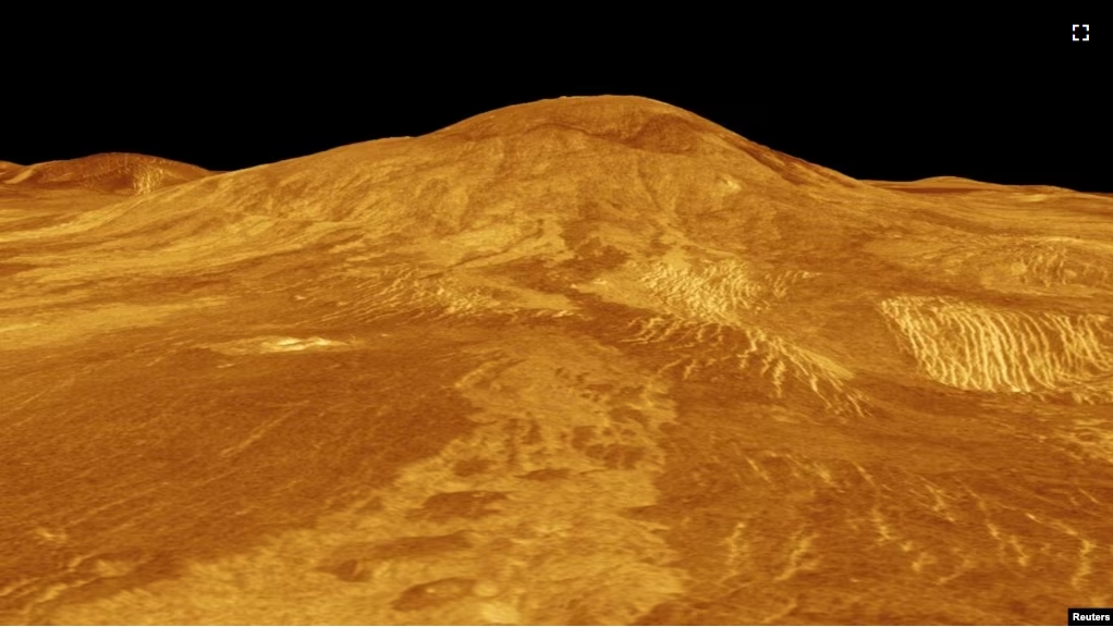 A computer-generated 3D model of Venus' surface provided by NASA's Jet Propulsion Laboratory shows the volcano Sif Mons, which exhibits signs of ongoing activity. (NASA/JPL/Handout via REUTERS)