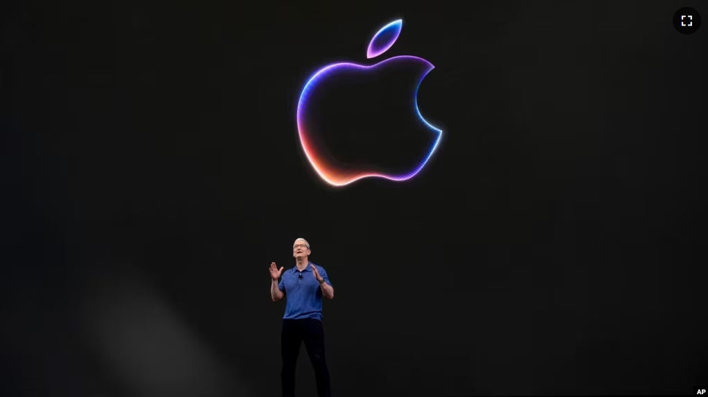 Apple CEO Tim Cook speaks during an announcement of new products on the Apple campus in Cupertino, Calif., Monday, June 10, 2024. (AP Photo/Jeff Chiu)