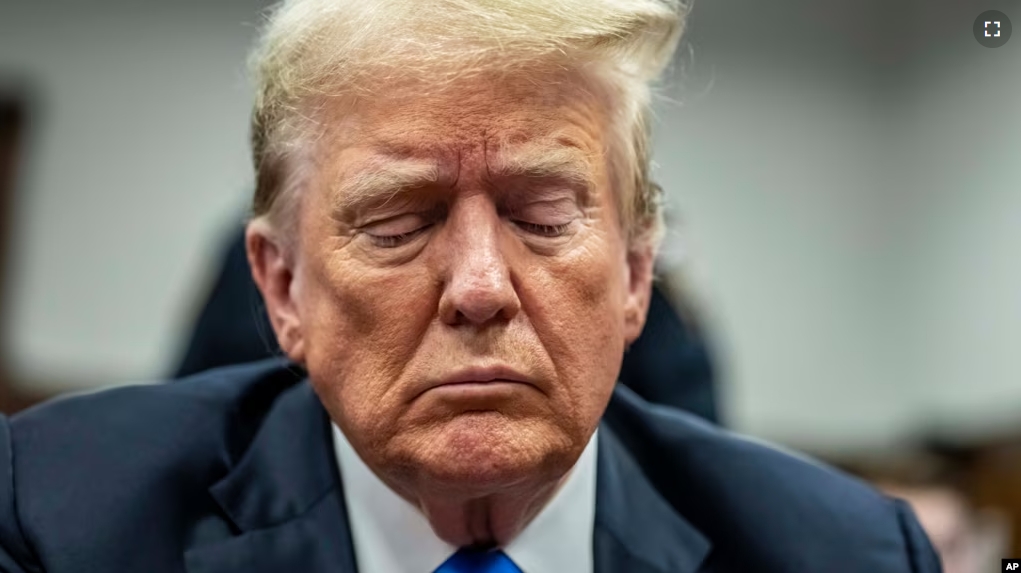 Former President Donald Trump appears at Manhattan criminal court during jury deliberations in his criminal hush money trial in New York, Thursday, May 30, 2024. (Mark Peterson/Pool Photo via AP)