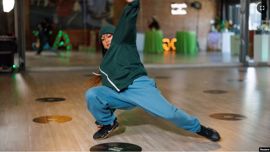 U.S. breakdancer Logan Edra performs a sequence of dance moves at Playground LA in Los Angeles, California, U.S., June 11, 2024. (REUTERS/Mike Blake)