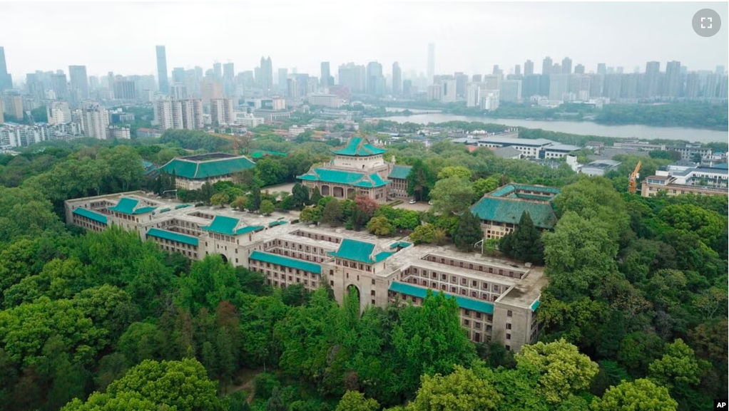 FILE - A view of a portion of the campus of Wuhan University in Wuhan, Hubei province, China, April 11, 2020. The number of American students studying in China has dropped dramatically in recent years. (AP File photo)