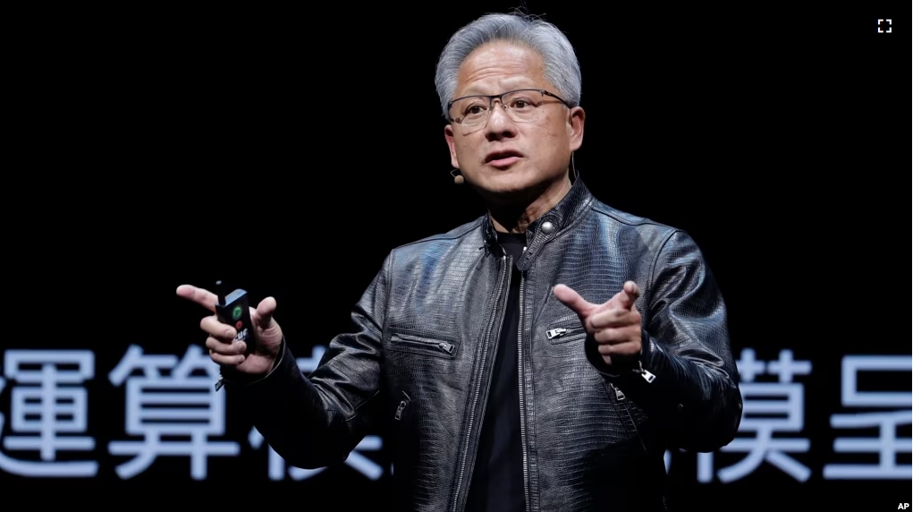 In this file image, Nvidia CEO Jensen Huang speaks at the Computex 2024 exhibition in Taipei, Taiwan, June 2, 2024. (AP Photo/Chiang Ying-ying, File)
