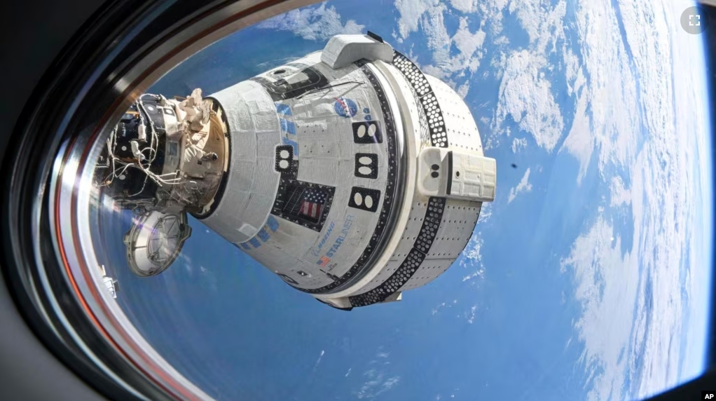 This NASA image shows Boeing's Starliner spacecraft, which launched astronauts Butch Wilmore and Suni Williams to the International Space Station in June. (NASA via AP)