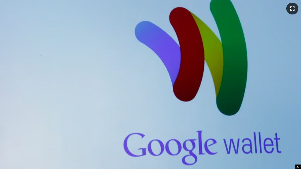 The Google Wallet logo is on display during a news conference, Thursday, May 26, 2011, in New York. (AP Photo/Mary Altaffer)