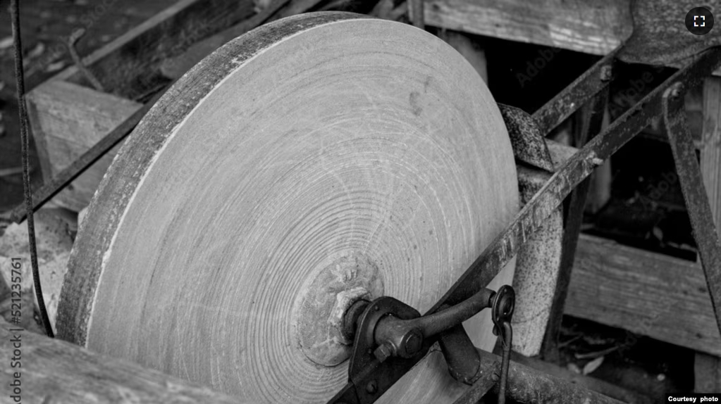 FILE - This is an antique grindstone used for sharpening knives. (Adobe Photo by Mannyo/Wirestock Creators)