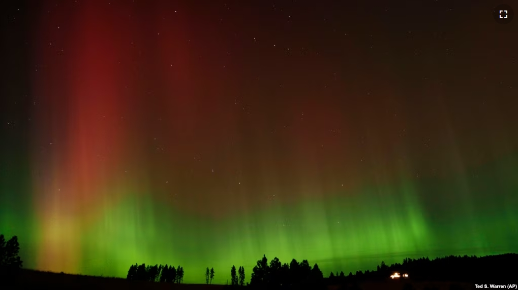 FILE - An aurora borealis, also known as the northern lights, is seen in the night sky along with the Big Dipper constellation on Thursday, Oct. 10, 2024, in Moscow, Idaho. (AP Photo/Ted S. Warren)