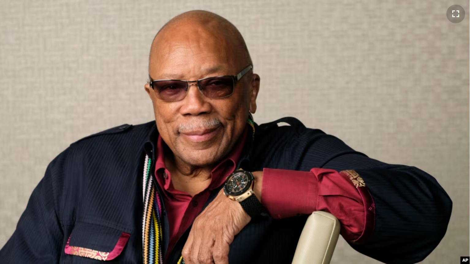 FILE - Music producer Quincy Jones poses for a portrait to promote his documentary "Quincy" during the Toronto Film Festival on Sept. 7, 2018, in Toronto. (Photo by Chris Pizzello/Invision/AP, File)