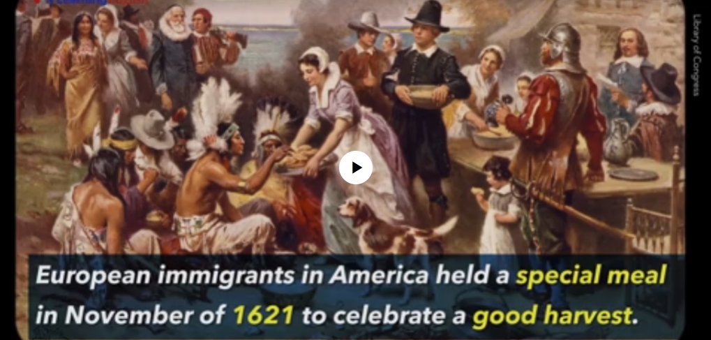 On Thursday, Americans celebrate the Thanksgiving holiday. It is a day for all people, religions and cultures in the country to give thanks. VOA Learning English takes a brief look at the history and traditions of Thanksgiving.