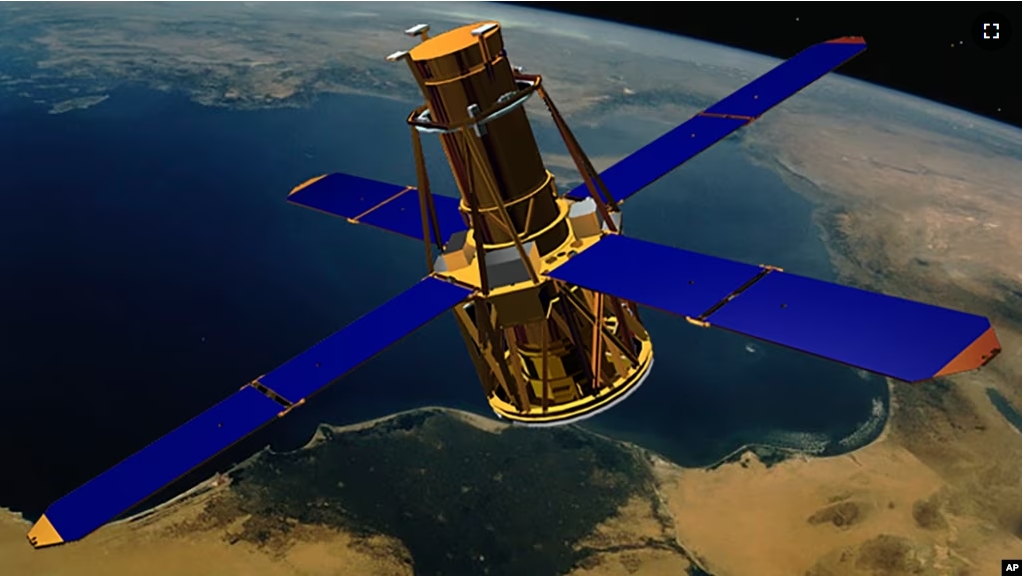 This illustration provided by NASA depicts the non-operating RHESSI (Reuven Ramaty High Energy Solar Spectroscopic Imager) solar observation satellite.(NASA via AP)