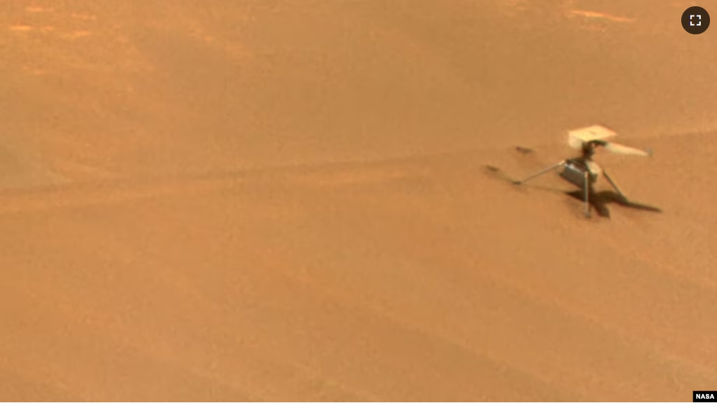 NASA’s Ingenuity Mars Helicopter stands near a sand hill in an image taken by the Perseverance rover on Feb. 24, 2024, about five weeks after the aircraft's crash. (Image credit: Credit: NASA/JPL-Caltech/LANL/CNES/CNRS)