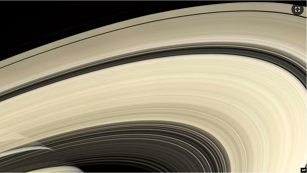 FILE - This April 25, 2007 image made available by NASA shows a part of the rings of the planet Saturn, as seen from the Cassini spacecraft. (NASA/JPL-Caltech/Space Science Institute via AP)