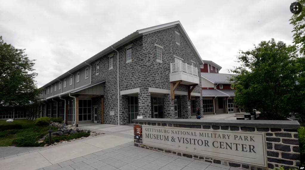 FILE - In this Friday, May 24, 2013 photo, shown is the Gettysburg National Military Park, Museum & Visitor Center, in Gettysburg, Pa.