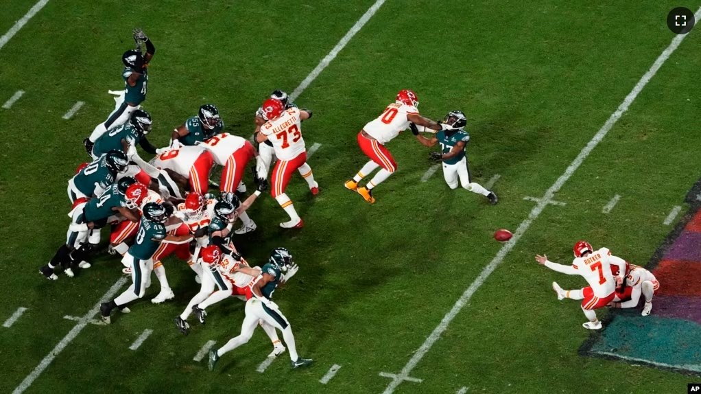 FILE - Kansas City Chiefs place kicker Harrison Butker (7) kicks the game-winning field goal in the second half of the NFL Super Bowl 57 football game, against the Philadelphia Eagles Sunday, Feb. 12, 2023, in Glendale, Ariz. (AP Photo/David J. Phillip, File)